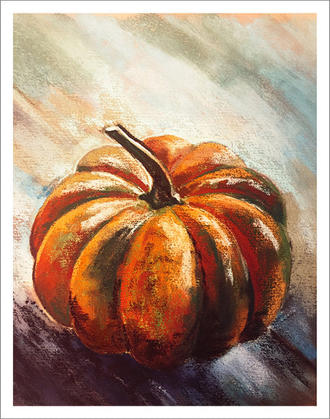 Greeting card with the Pumpkin pastel drawing