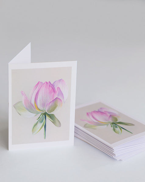 Greeting Card with the Pink Flower pastel drawing