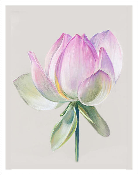Greeting Card with the Pink Flower pastel drawing