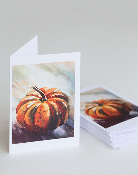 Greeting card with the Pumpkin pastel drawing